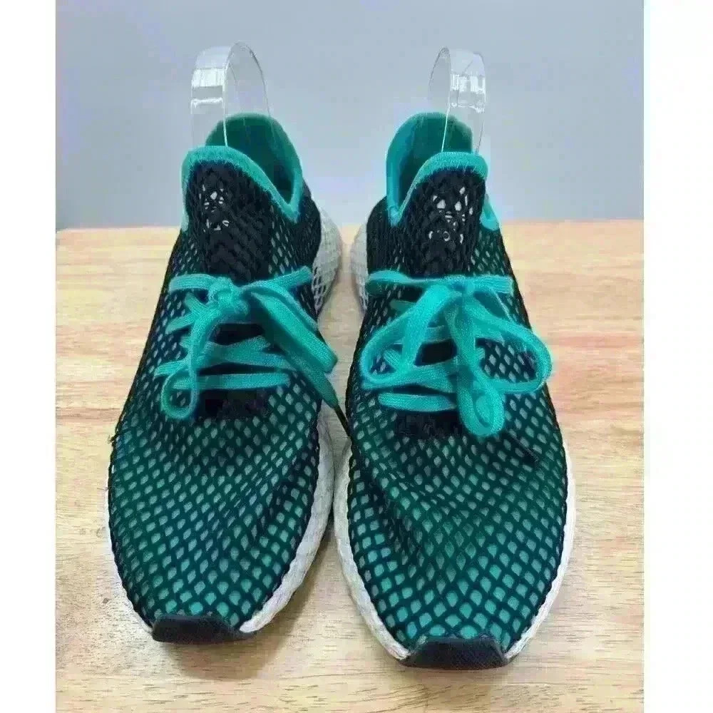 Adidas Deerupt Runner Cloth Low Trainers Men's Sz10.5 - Blue/Green w/ Black Mesh